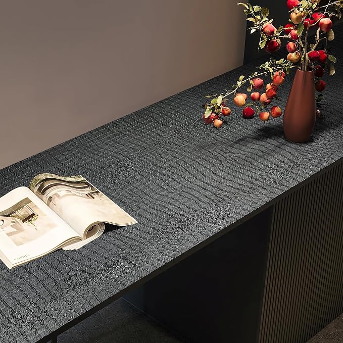 Zeeko Black Peel and Stick Wallpaper 23.6" x 120" Removable Crocodile Wallpaper by Zeeko