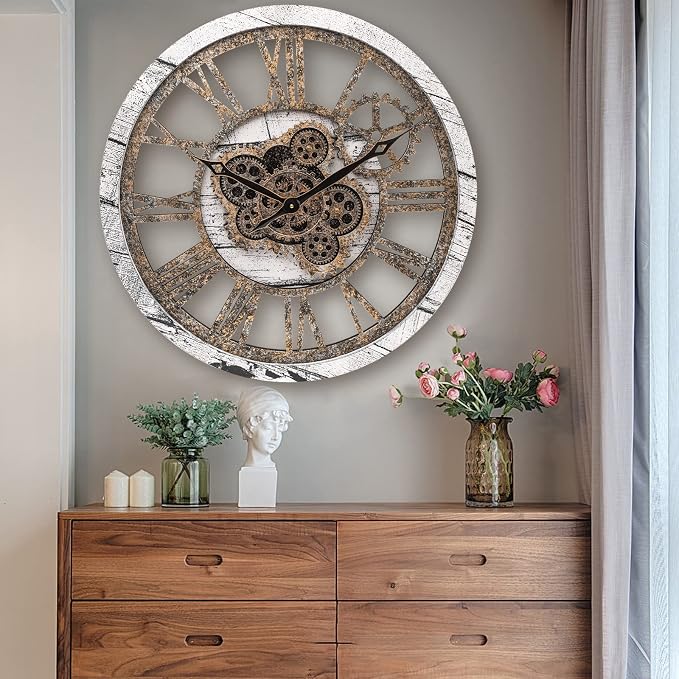 HOIBAI Wall Clock, 24 Inch Moving Gears Clock Large Wall Clock - Image 3