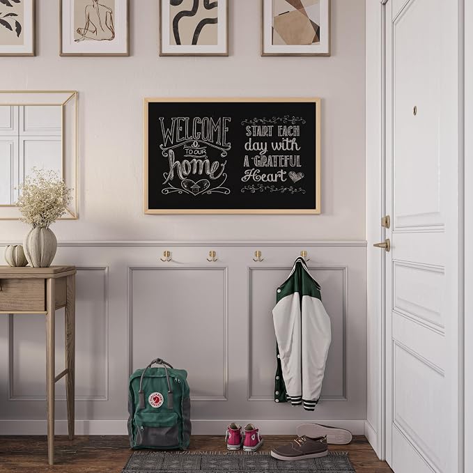 U Brands Chalkboard, Birch Wood Frame, Wall Mountable, Dry Erase Board - Image 5