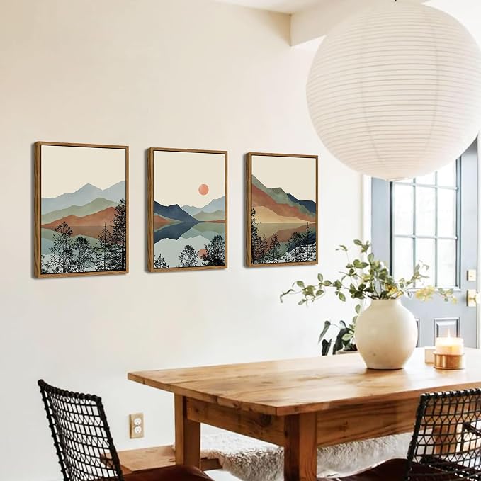 AKWISH Mountain Canvas Wall Art Set of 3, Boho Watercolor Poster Prints - Image 6