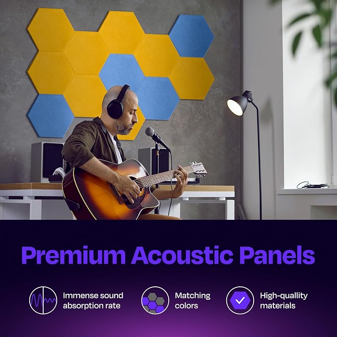 Acoustic Panels 12-Pack Soundproof Wall Panels 14"X12.1"X0.4" Sound Panels High - Image 2