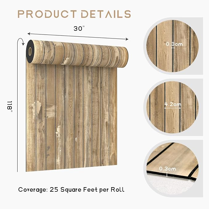 VEELIKE Weathered Wood Wall Panels Peel and Stick Distressed Wood Grain Slat - Image 8