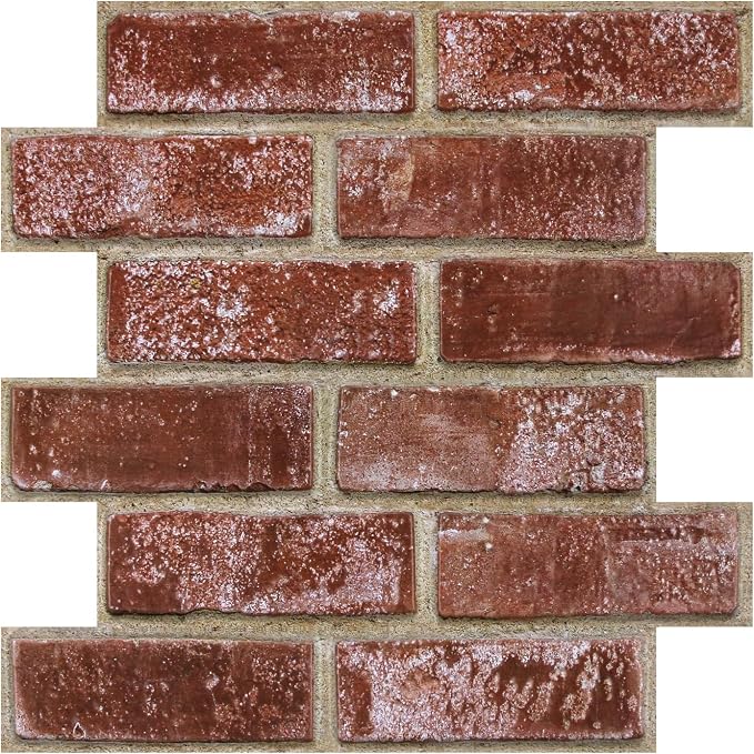 3D Peel and Stick Faux Brick Wall Panels 11.8" x 11.8" 10-Pack Red Orange - Image 9