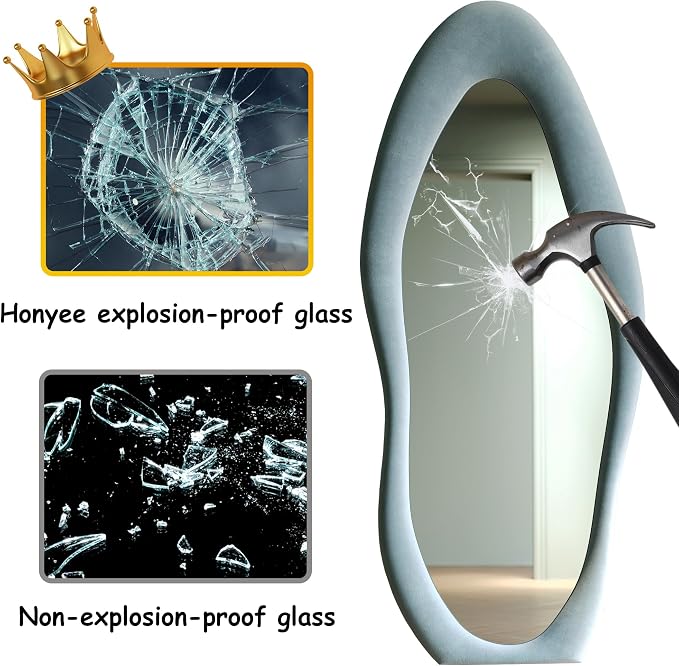 Honyee Full Length Mirror, Flannel Wrapped Wooden Frame Full Body Mirror - Image 6