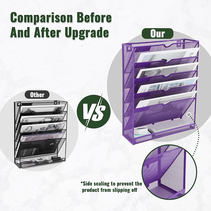EASEPRES 6 Tier Mesh Hanging Wall File Organizer, Desk Vertical Mail Paper - Image 3