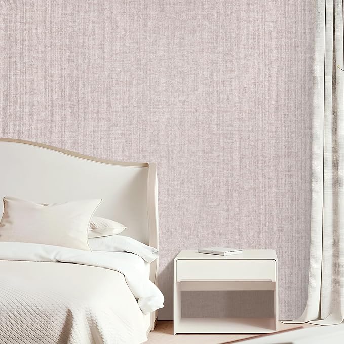 Beige Grasscloth Peel and Stick Wallpaper, Modern Textured Wallpaper 15.75inch - Image 2