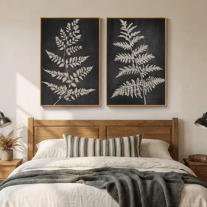 Large Framed Vintage Botanical Wall Art Set of 2, Rustic Minimalist Modern - Image 4