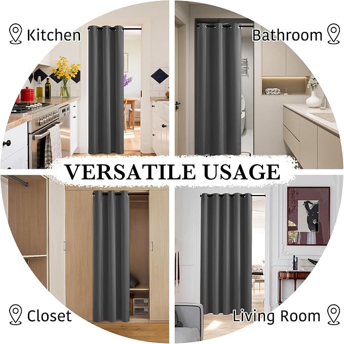 RYB HOME 100% Blackout Doorway Curtains, Closet Curtain - Image 5