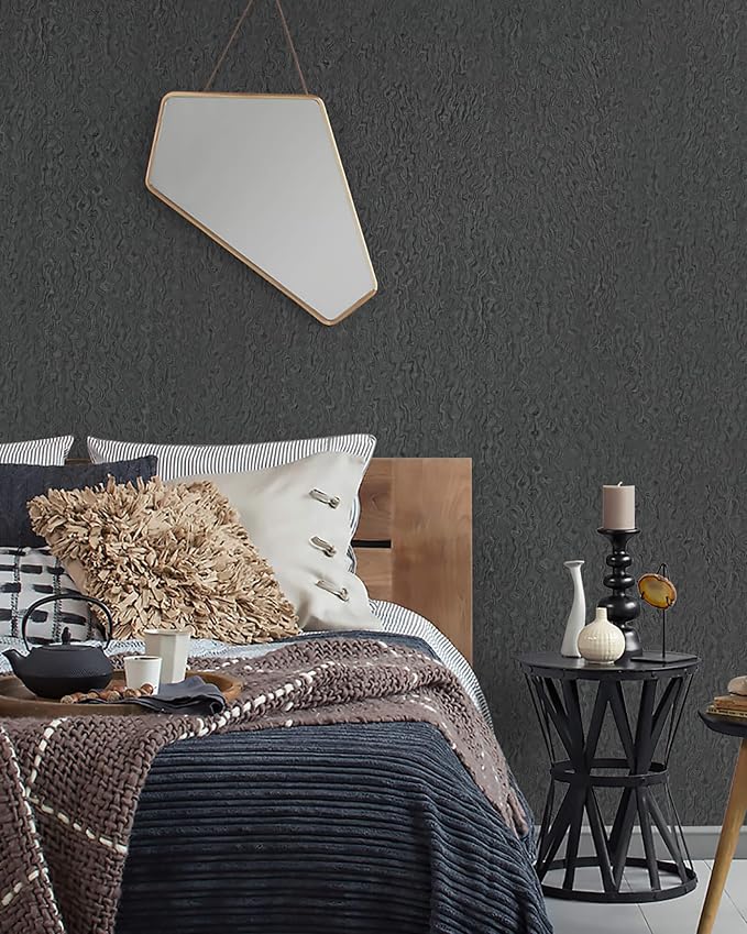 Heroad Grey Peel and Stick Wallpaper Modern Contact Paper Dark Grey and Black - Image 4
