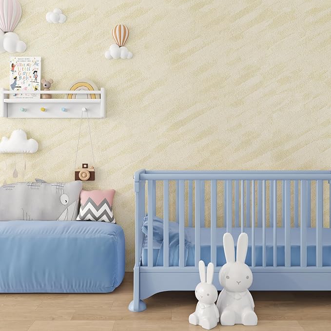 ReWallpaper 30inx16.5ft Beige Wallpaper Peel and Stick Modern Velvet Flocked - Image 2