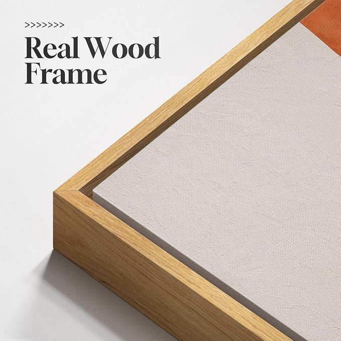 Framed Orange Abstract Boho Wall Art Bedroom, 3 Piece Neutral Mid Century - Image 5