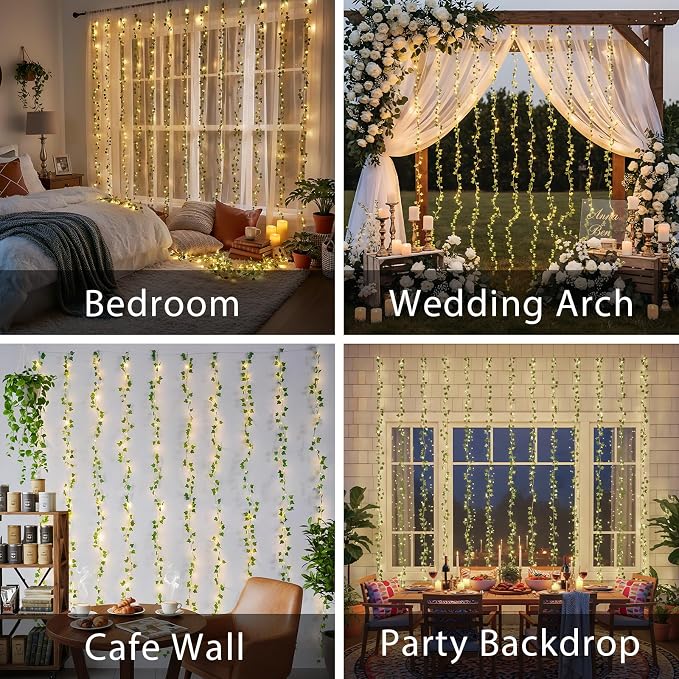 suddus 300 LED Vines with Lights Plug in, 9.8ft x 9.8ft Fairy Lights with Vines - Image 3