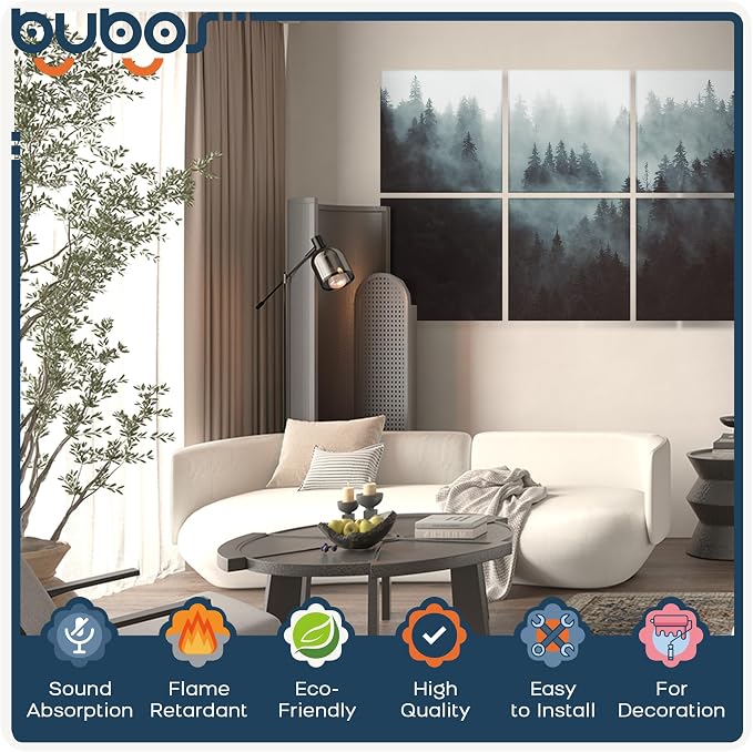 BUBOS 6 Pack Art Acoustic Panels, 70.8" x 47.2" Sound Absorbing Wall Decor - Image 3