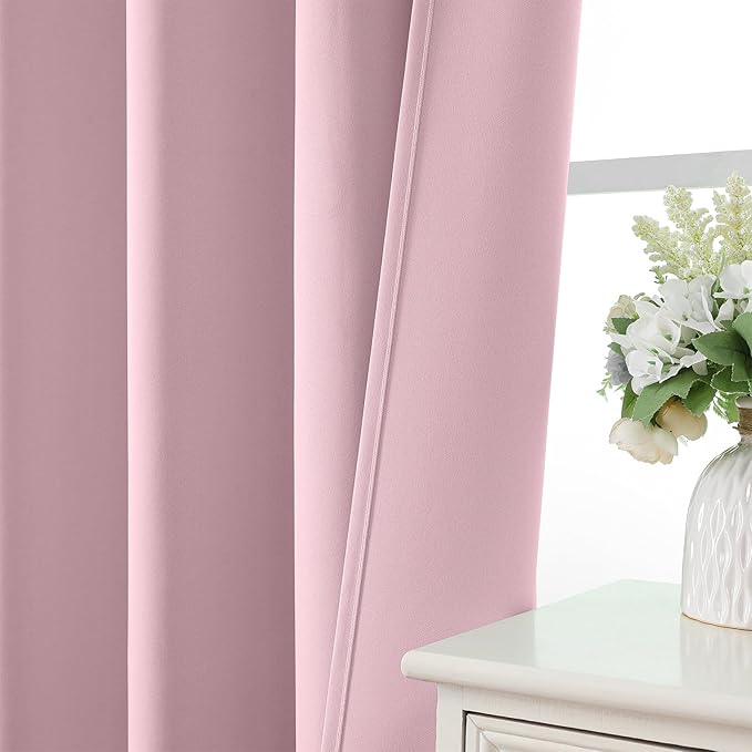 CUCRAF Light Pink Blackout Curtains 72 inch Length 2 Panels Set, Rod Pocket - Image 6