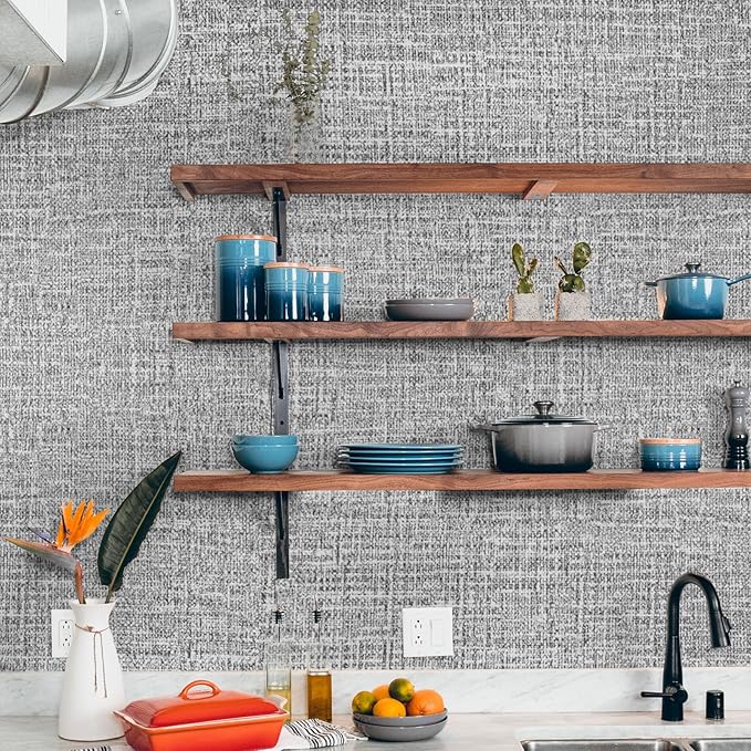 WADILE Grasscloth Peel and Stick Wallpaper 23.6in x 236in, Textured Contact - Image 6