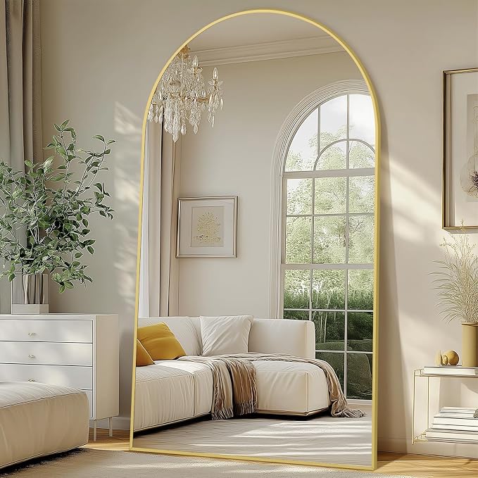 Oversized Floor Mirror Full Length 82"X44", Extra Large Arched Full Length by MirrMuse