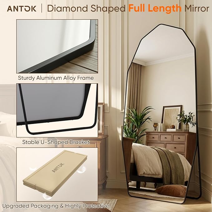 Antok Full Length Mirror, Free Standing Wall Mounted or Leaning Full Body Mirror - Image 6