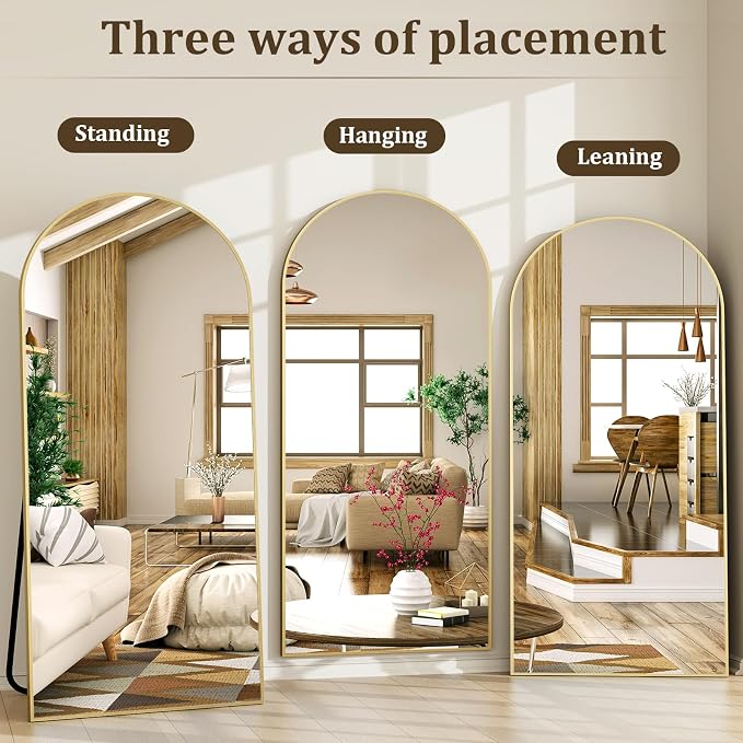 XRAMFY 86"x40" Arched Full Length Mirror Floor Mirrors - Image 7