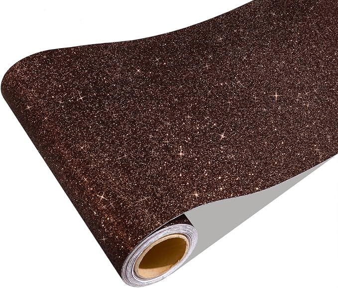 CRE8TIVE Dark Brown Glitter Wallpaper Border Peel and Stick Wall Border 8"x80" by CRE8TIVE