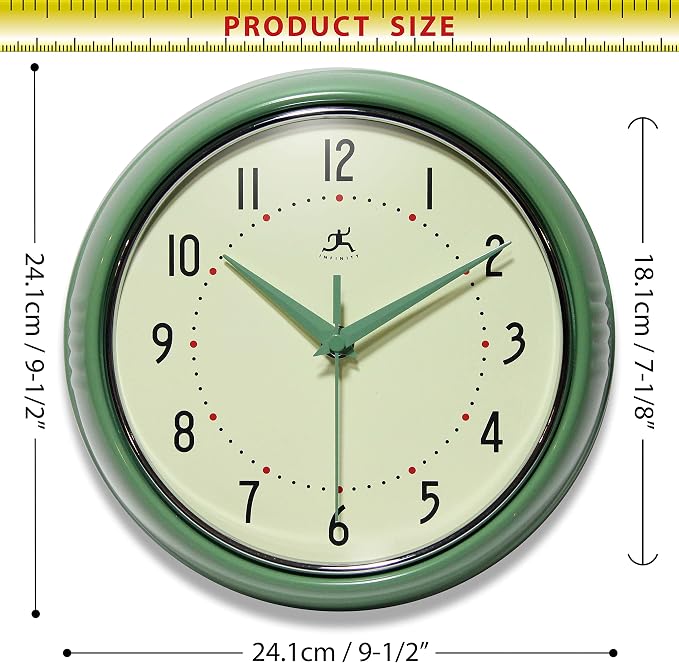 Infinity Instruments LTD. Retro 9 inch Silent Sweep Non-Ticking Mid Century - Image 4