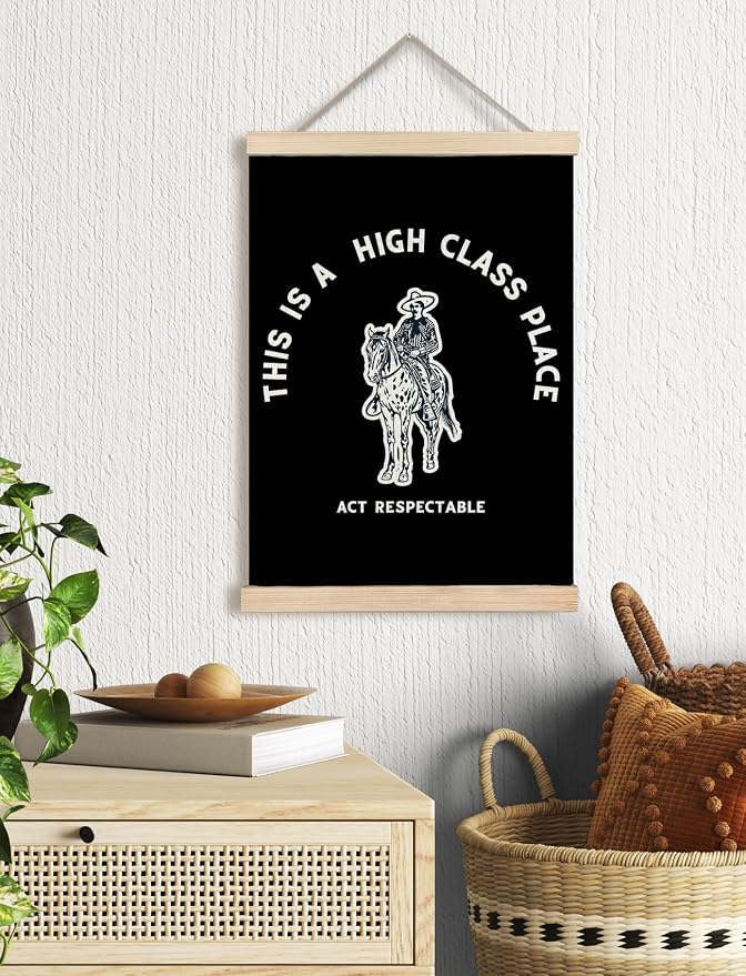 Foritho Funny Black Western Cowboy Poster Wall Art Framed, This Is A High Class - Image 2