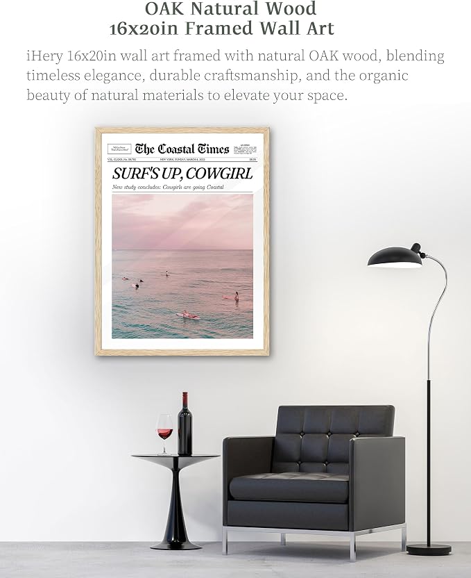iHery Framed Trendy Coastal Cowgirl NewsPaper Wall Art Prints, Western Vintage - Image 3