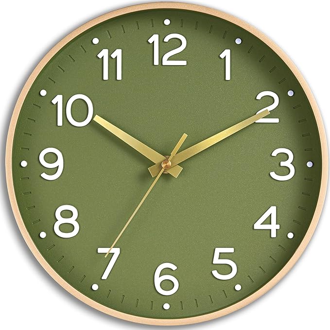 Roymnie Wall Clock Green, 10 Inch Silent Wall Clocks Battery Operated-Modern by Unknown
