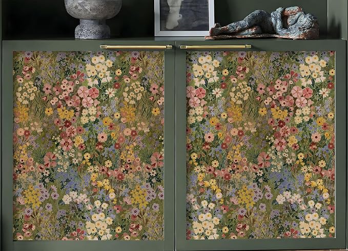 Floral Wallpaper Peel and Stick Boho Wall Paper Removable Waterproof Green - Image 4