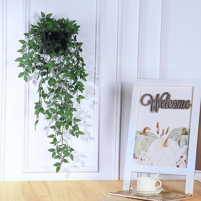 Artificial Hanging Plants, 1 Pack Fake Wall Plants, Faux Mandala Vines Potted - Image 5