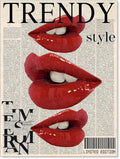 jkahh Trendy Y2k Newspaper Wall Art Vintage Red Lips Kiss Prints Poster Fashion by Unknown