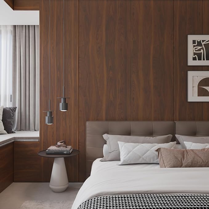BOMENG Walnut Wood Contact Paper 32x158 inch Dark Brown Wood Wallpaper Peel and - Image 8