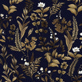 Extra Long Dark Navy Vintage Floral Wallpaper 17.5In x 393In Boho Peelable by VOLEAARWALLPAPER