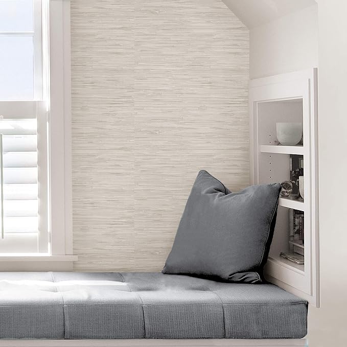NuWallpaper by WallPops Cream Vinyl Grassweave Peel & Stick Wallpaper - Image 7
