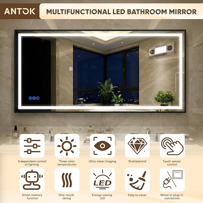 Antok 48X36 LED Bathroom Mirror - Image 7