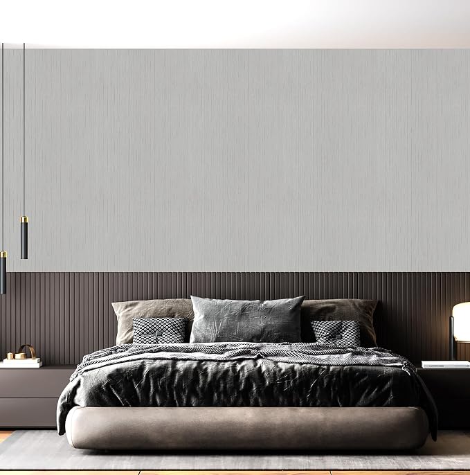 Grey Grasscloth Peel and Stick Wallpaper 15.7" X 120" Textured Self-Adhesive - Image 2