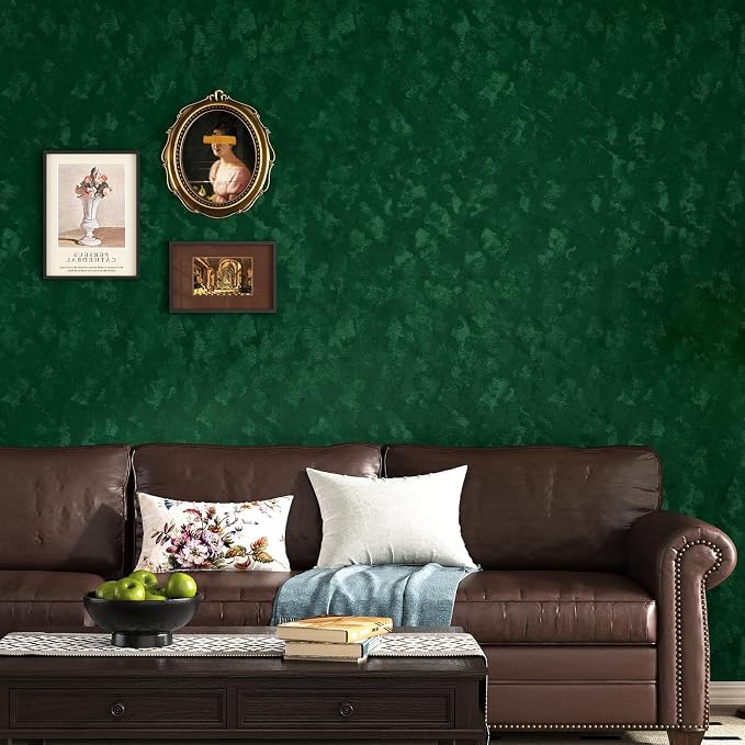Wallercity Emerald Green Velvet Wallpaper Peel and Stick Felt Drawer Liner Self - Image 2
