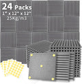 Focusound 24 Pack Grey Acoustic Foam Panels 1" x 12" x 12" Sound Proof Foam by Focusound