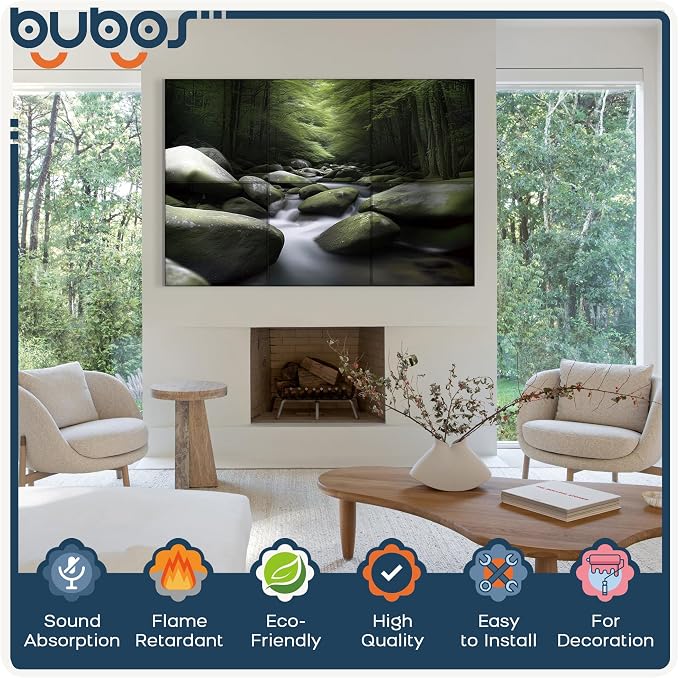 BUBOS 6 Pack Self-Adhesive Acoustic Wall Panels, 70.8" x 47.2" Sound Panels - Image 3