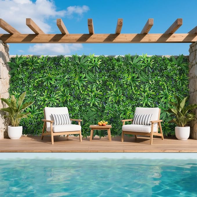 Yangrass 12pcs 20''x20'' Grass Wall Panels, Artificial Hedge Panels Greenery - Image 2