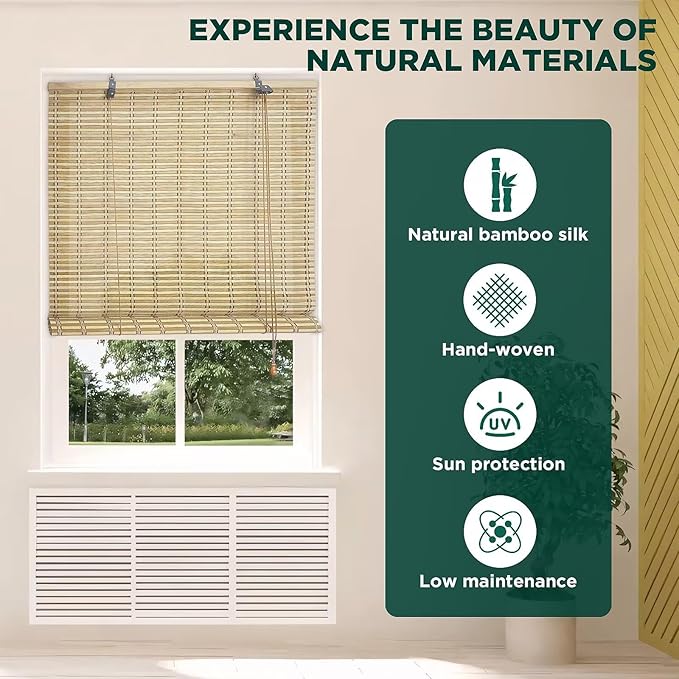 Bamboo Blinds for Interior Windows, Custom Roller Shades for Indoor Window and - Image 2