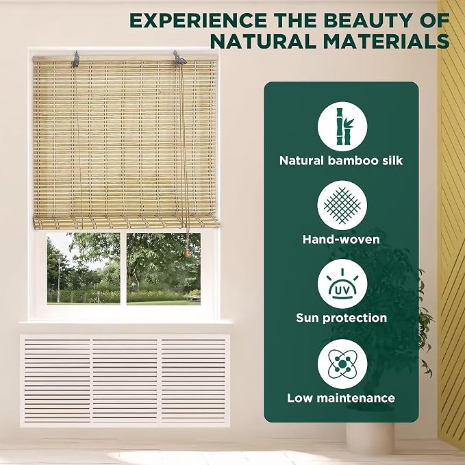 Bamboo Blinds for Interior Windows, Custom Roller Shades for Indoor Window and - Image 2