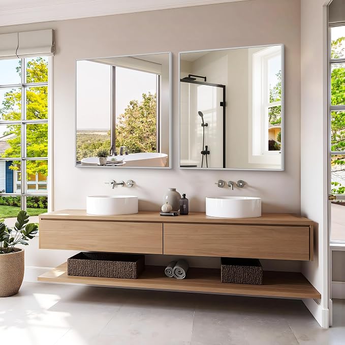 KOCUUY Silver Framed Mirror, HD Tempered Glass, Anti-Rust Frame, Modern Design - Image 9