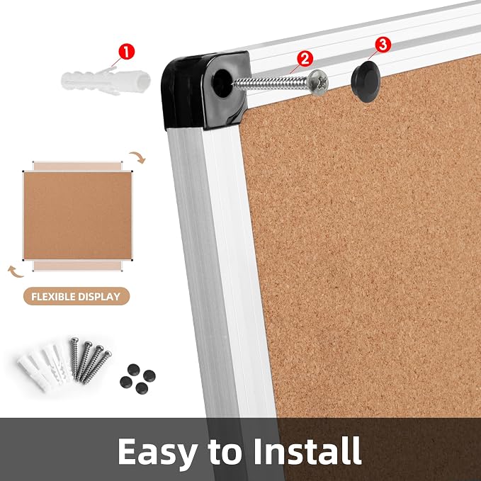 Large Cork Bulletin Board 60" X 36", Wall Mounted Notice Pin Board - Image 6