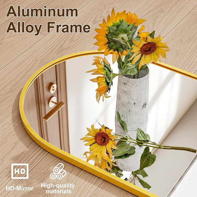 Rowjut Full Length Door Mirror, Wall Mounted Wall & 48"X14"Arched Behind Door - Image 7