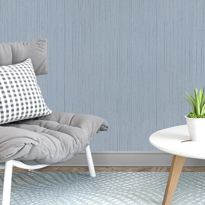 Blue Grasscloth Peel and Stick Wallpaper A Set of 23.6" X 480" Self-Adhesive - Image 5