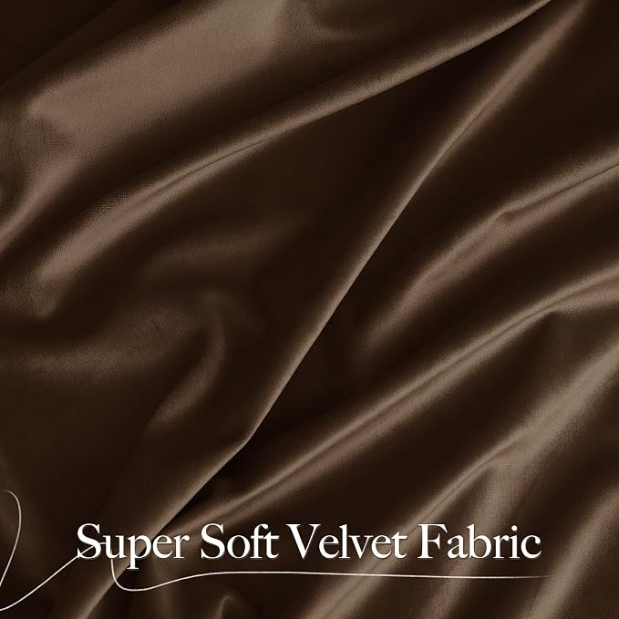 NICETOWN Brown Velvet Room Darkening Curtains 90 inches Long, Home Decor Light - Image 5