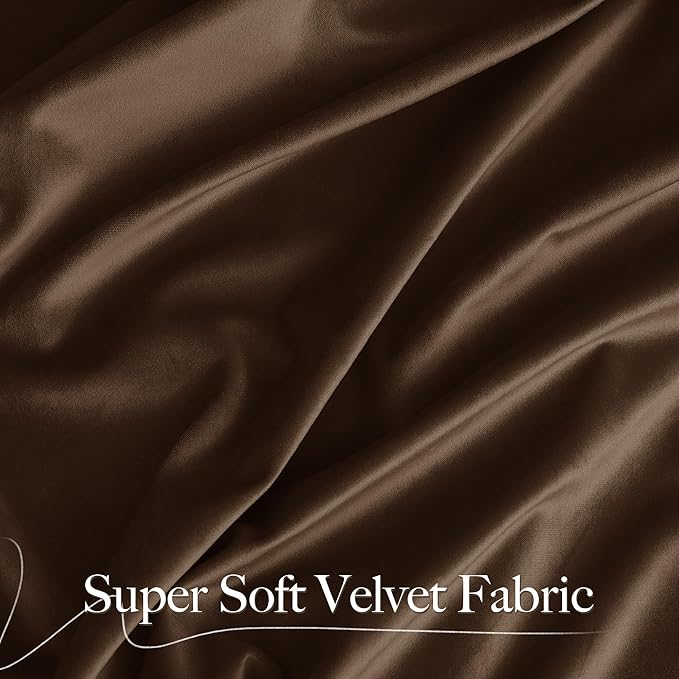 NICETOWN Brown Velvet Room Darkening Curtains, Home Decor Light Blocking - Image 9