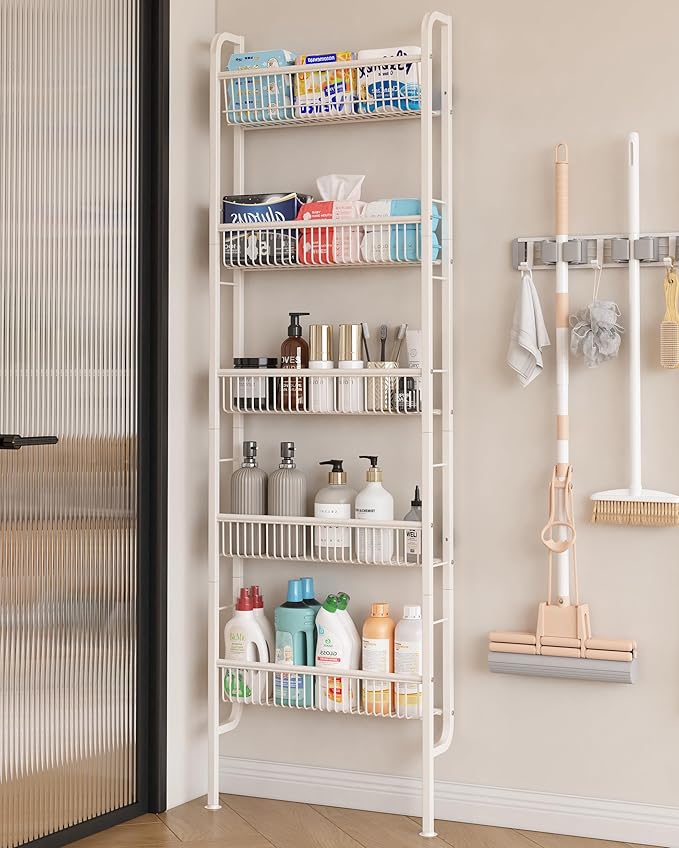 UMDONX Behind The Door Bathroom Shelf Narrow 5-Tier, Space-Saving Slim Storage by UMDONXBuyNow