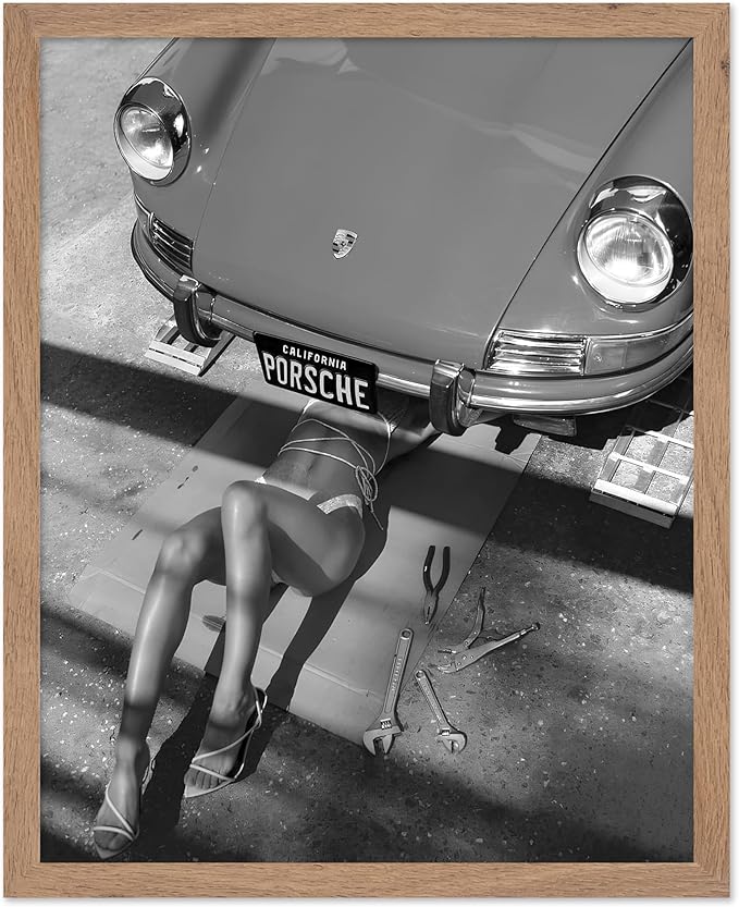 Poster Master Woman Under Classic Car Poster by PosterMaster