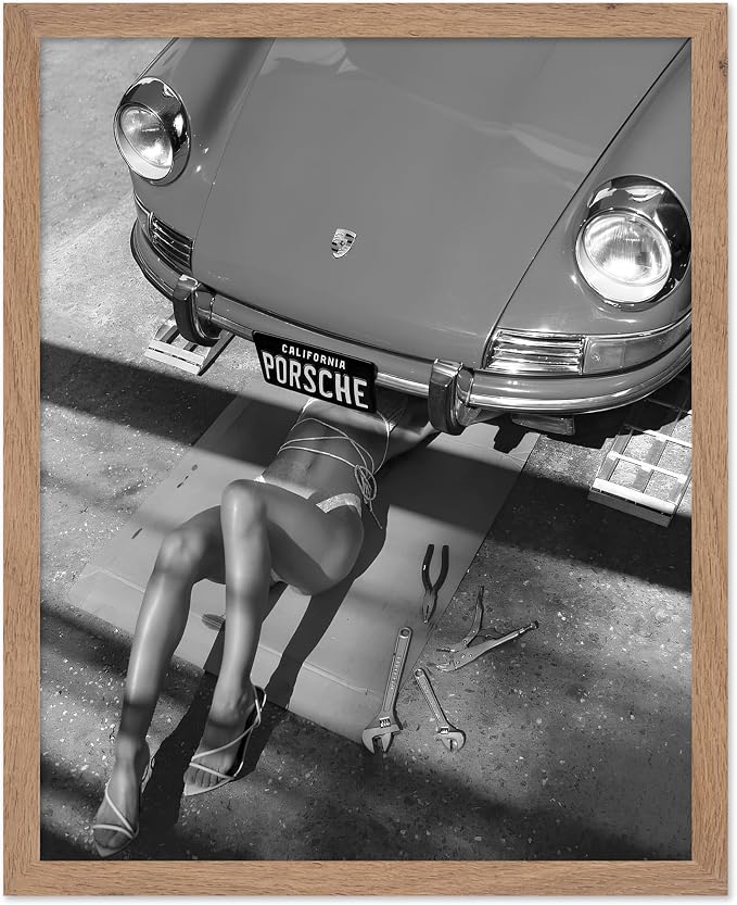 Poster Master Woman Under Classic Car Poster by PosterMaster